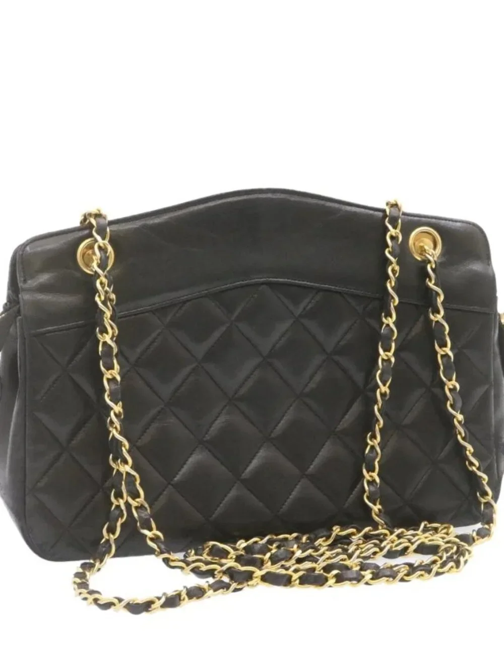 CHANEL Lamb Skin Matelasse Chain Shoulder Bag Black CC Auth am1201gV